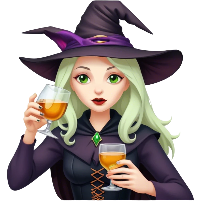 Witch drinking alcohol emoji