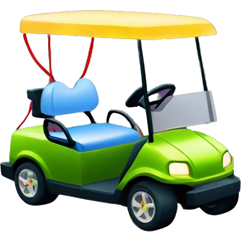 Golf cart lit up with Christmas lights and sound emoji