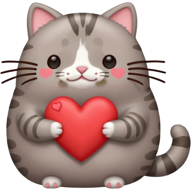 Pusheen cat red heart emoji