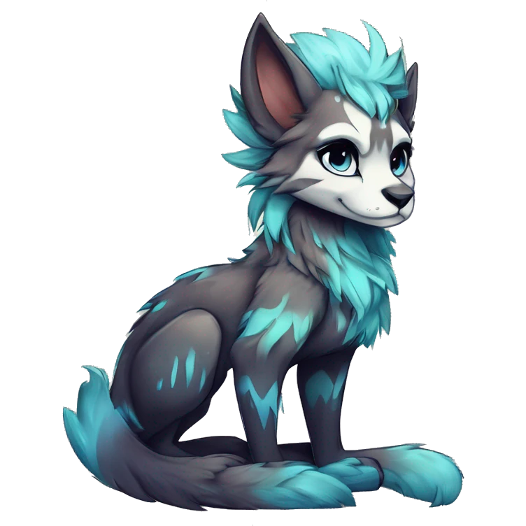 Cool cute Kawaii edgy fantasy shiny animal  fursona Fionbri vernid by griffsnuff & LiLaiRa & Falvie full body emoji