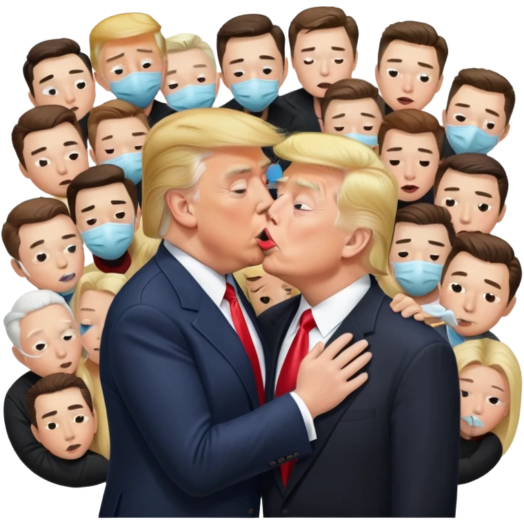 donald trump kissing elon and a bunch of people sick emoji
