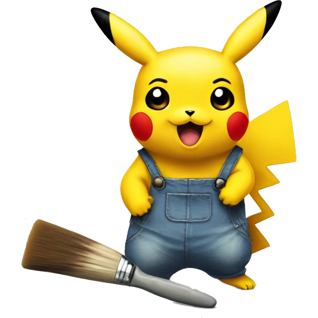 pikachu with brush and paint  emoji