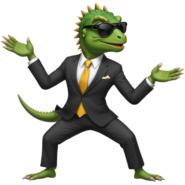 capitalist iguana banker godfather with black sunglasses breakdance no problem emoji