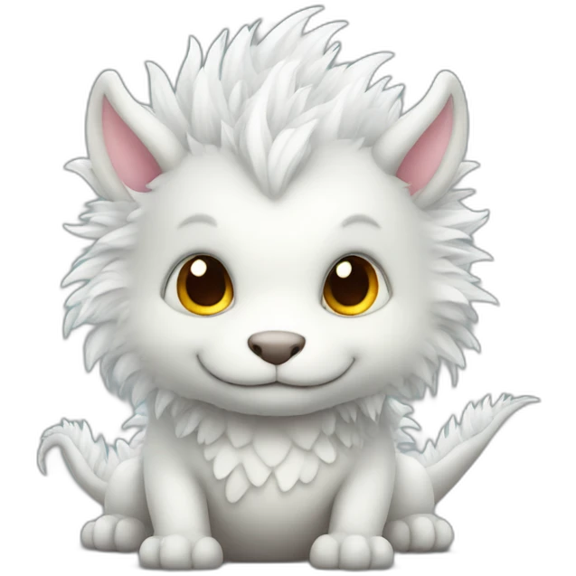 Fluffy dragon white emoji