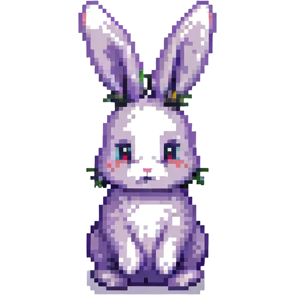 minimal pixel art bunny, sitting, gentle expression emoji