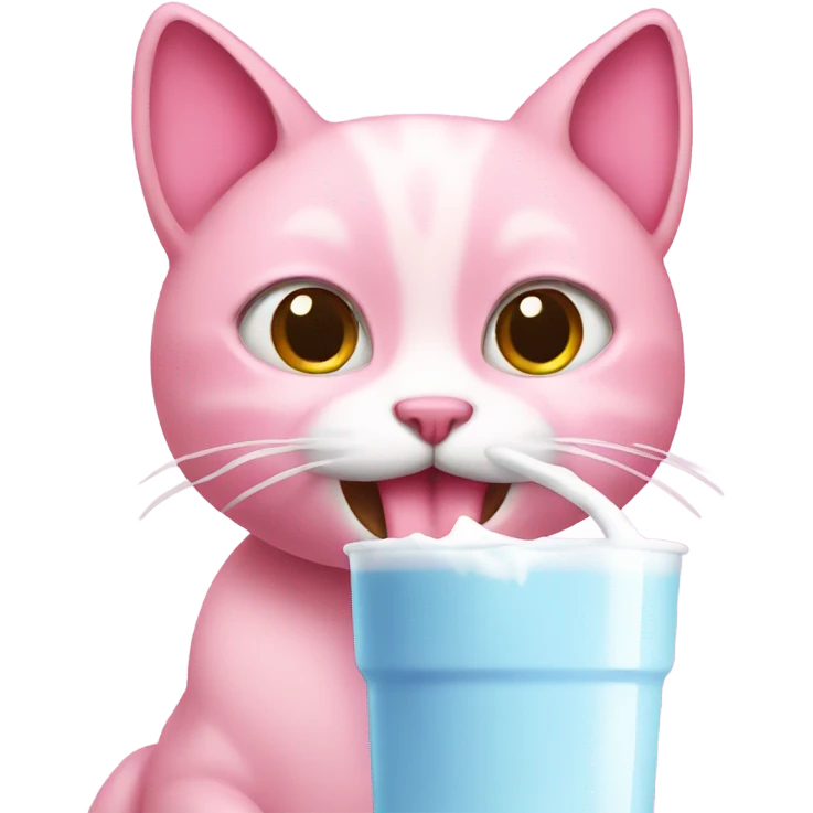 pink cat drinking milk emoji