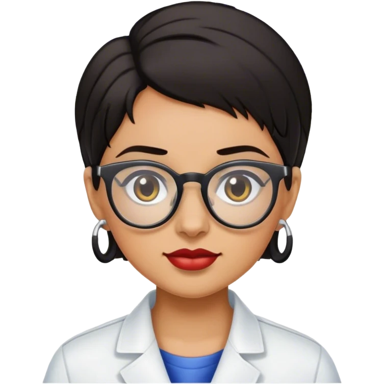 Dark haired female barber wearing glasses emoji