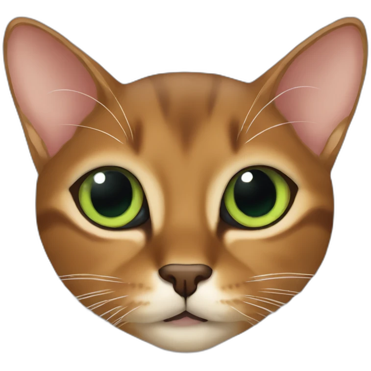Abyssinian cat chews a smallgreen fur ball emoji