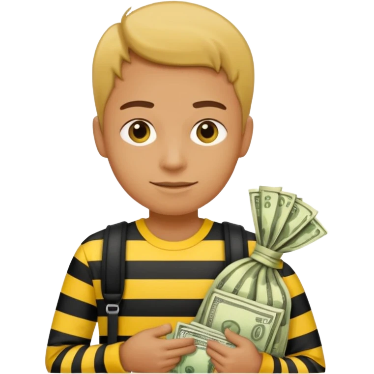 A Robber that just robes a bank** and that has yellow and black stripes that has a bag with money inside emoji