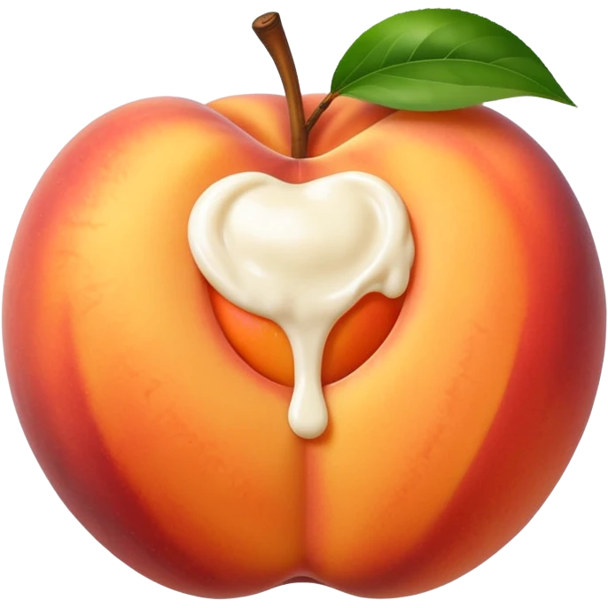 White cream drenched on a peach on a black couch emoji