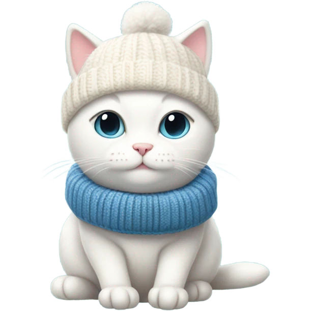 white cat using winter clothes emoji