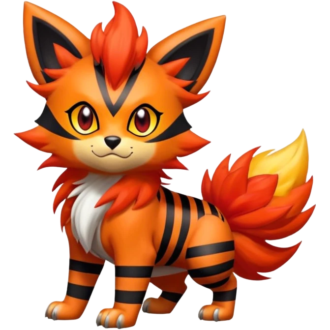 Zorua-Pyroar-Litten-Fakémon-hybrid-creature (full body)  emoji