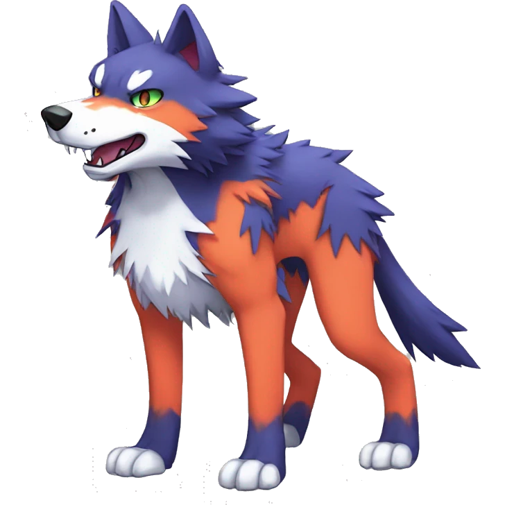 Edgy Colorful Digimon-Fakemon-Wolf full body emoji