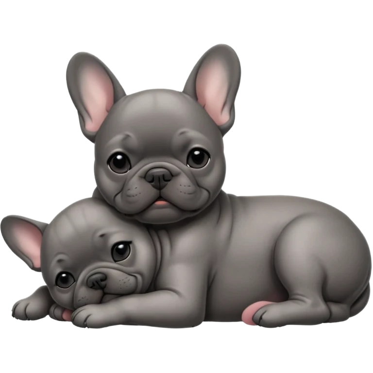 Dark Gray French bulldog puppy sleeping emoji