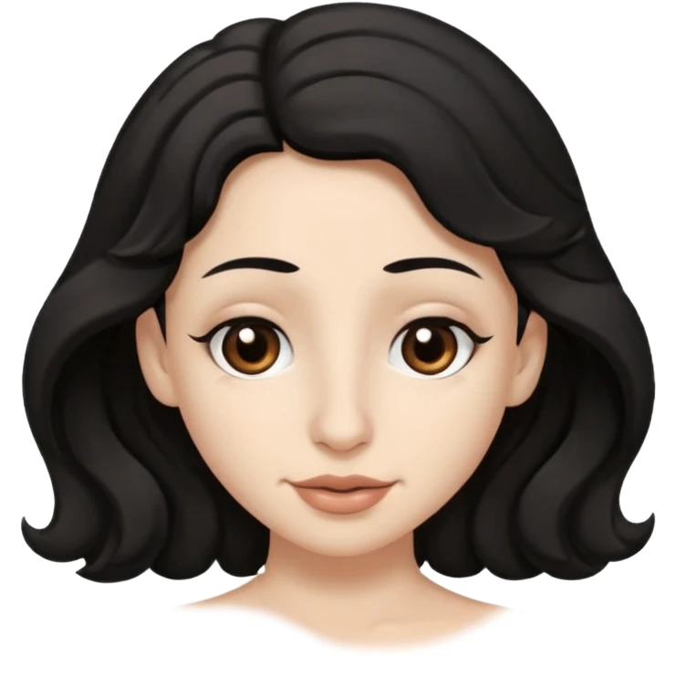 White skin Black wavy hair brown eyes big nose naked boobs emoji
