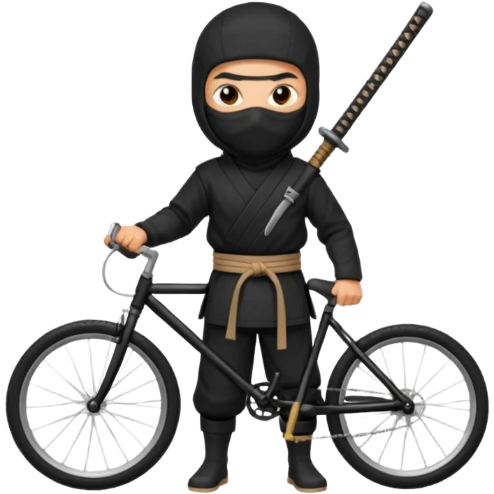 NInja standing with bicycle emoji