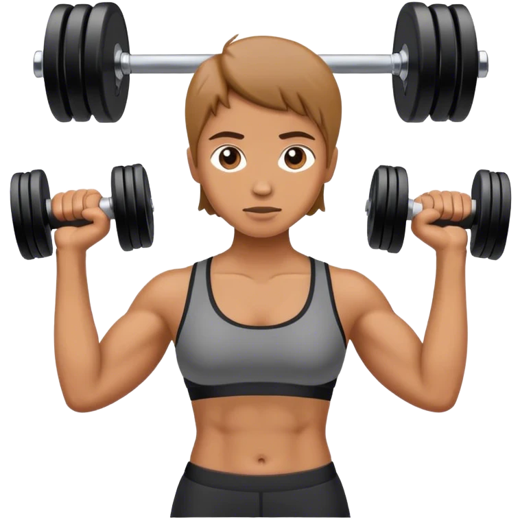holding dumbbells by hip-side and shrugging shoulders up emoji