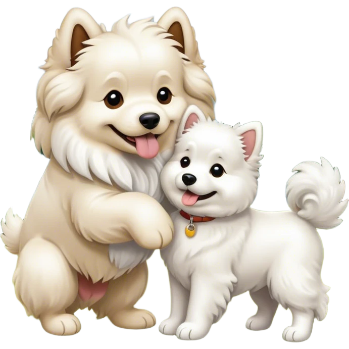 cocker spaniel and samoyed playing together  emoji