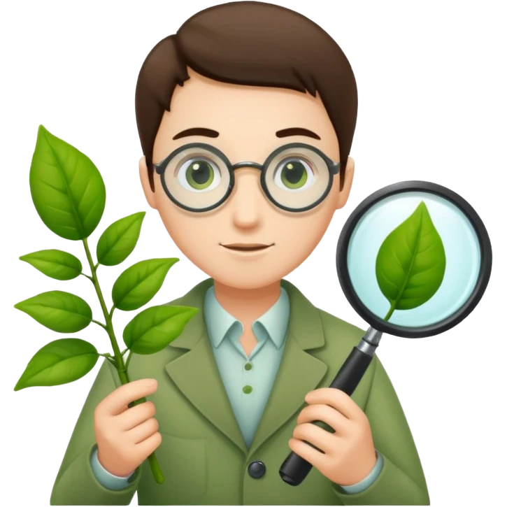 eine Pflanze mit einer Lupe kontrolliert bzw gecheckt wird ohne mensch emoji