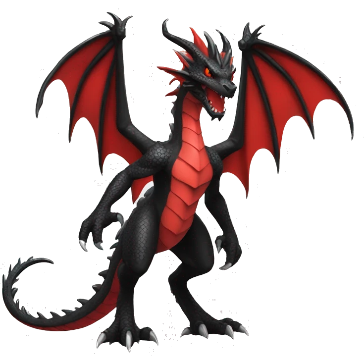cool edgy black and red dragon Pokémon full body emoji