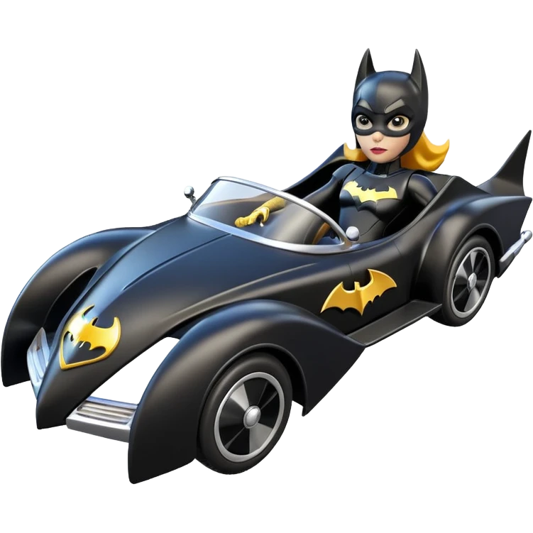 Hot wheels cartoons BatGirl’s 1952stealth retro cat burglar sporty futuristic pursuit mobile cruiser car (reclined seating position) emoji