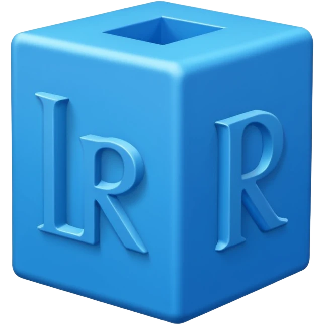 The letters LR in a blue box 2D emoji