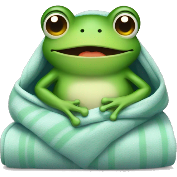 Frog in cozy blanket emoji
