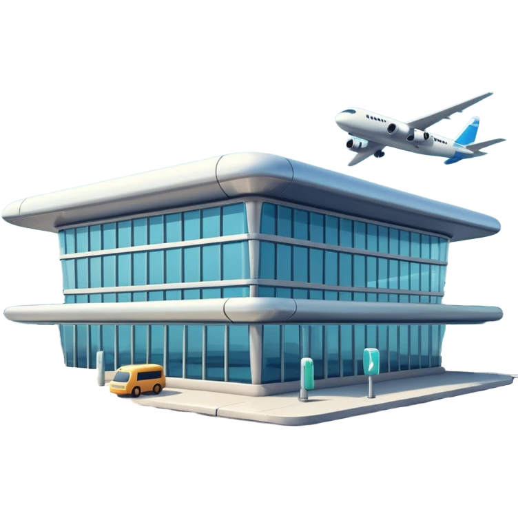3d terminal building, planes next to  emoji