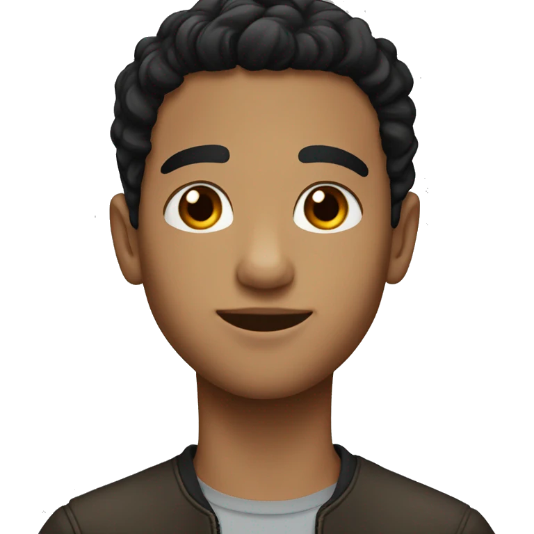 a boy with black hair and brown eyes an culy hair emoji