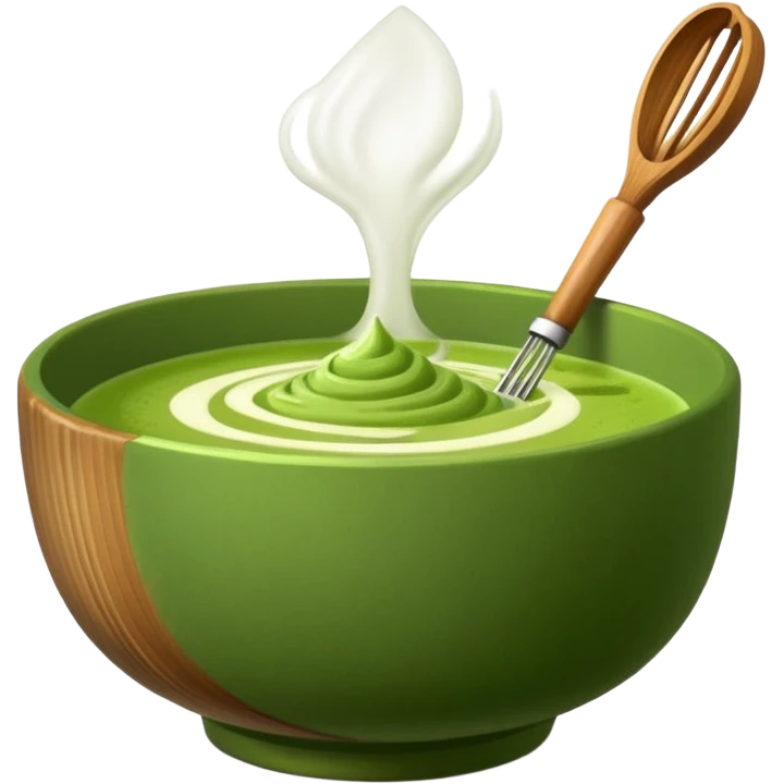 matcha in matcha bowl with whisk emoji