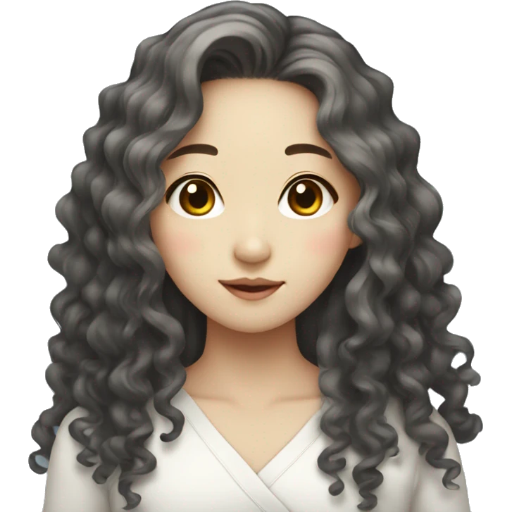 Pretty korean girl with long curly hair emoji