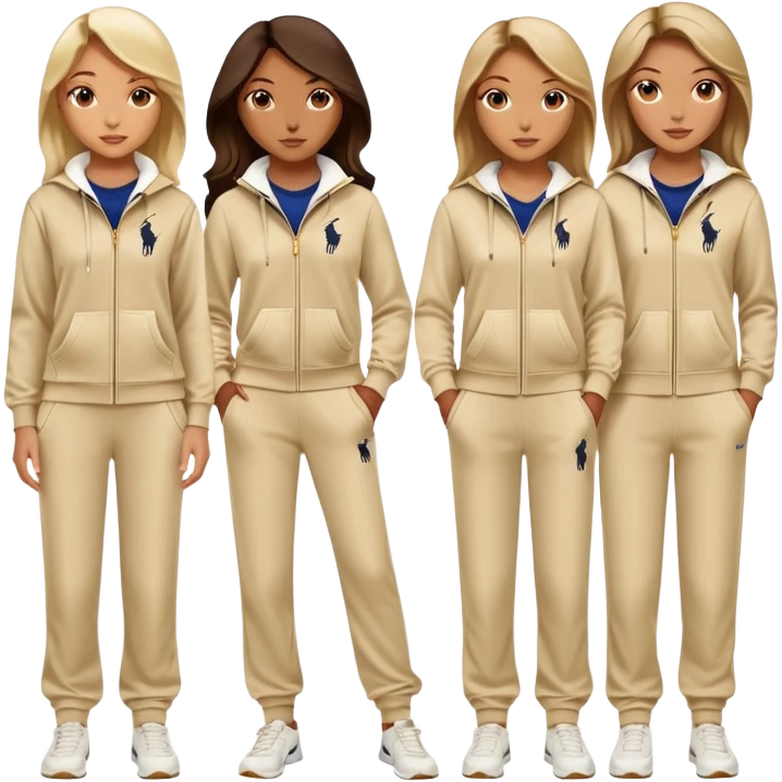 Women in beige Ralph Lauren  polo jogging suits  emoji