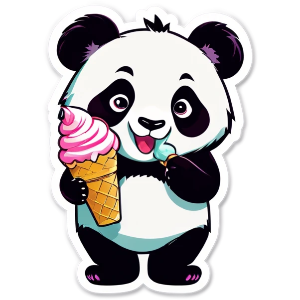 Panda eating ice cream emoji