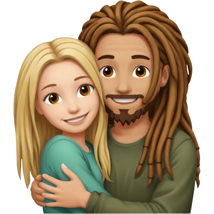 dreadhead hugging white girl emoji