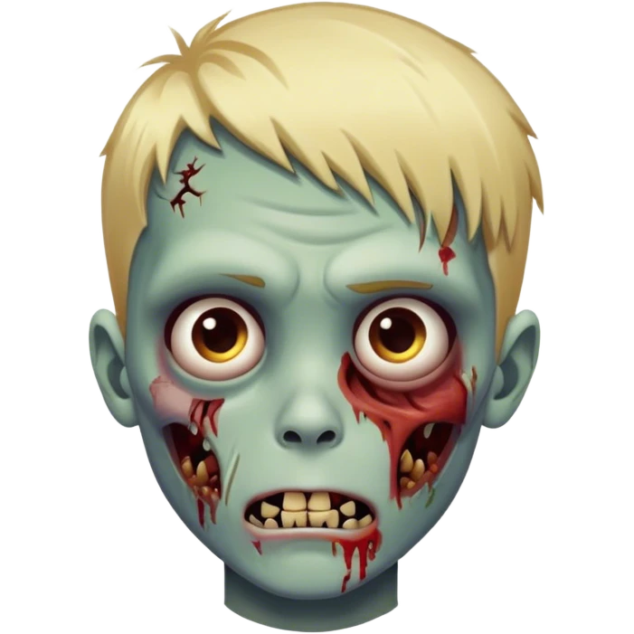 A zombie boy with blond hair and injured face emoji