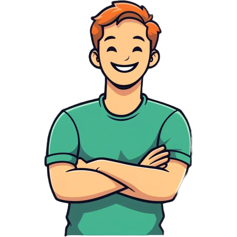 Arms crossed holding neck laughing guy  emoji