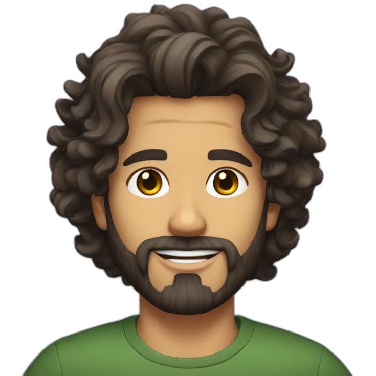 Brazilian Voice Actor Jefferson Melo, bearded, wavy hair emoji