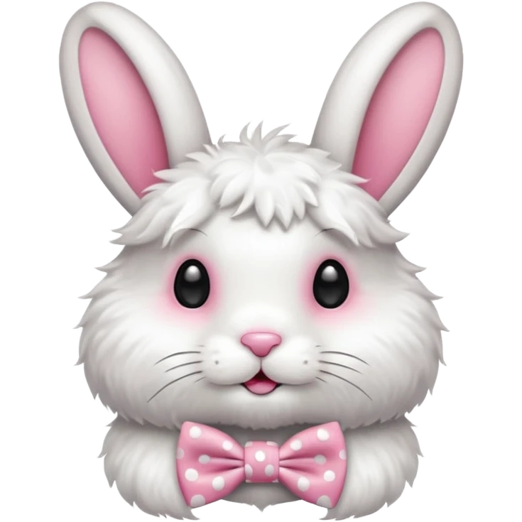 Fluffy rabbit with polka-dot bow tie emoji