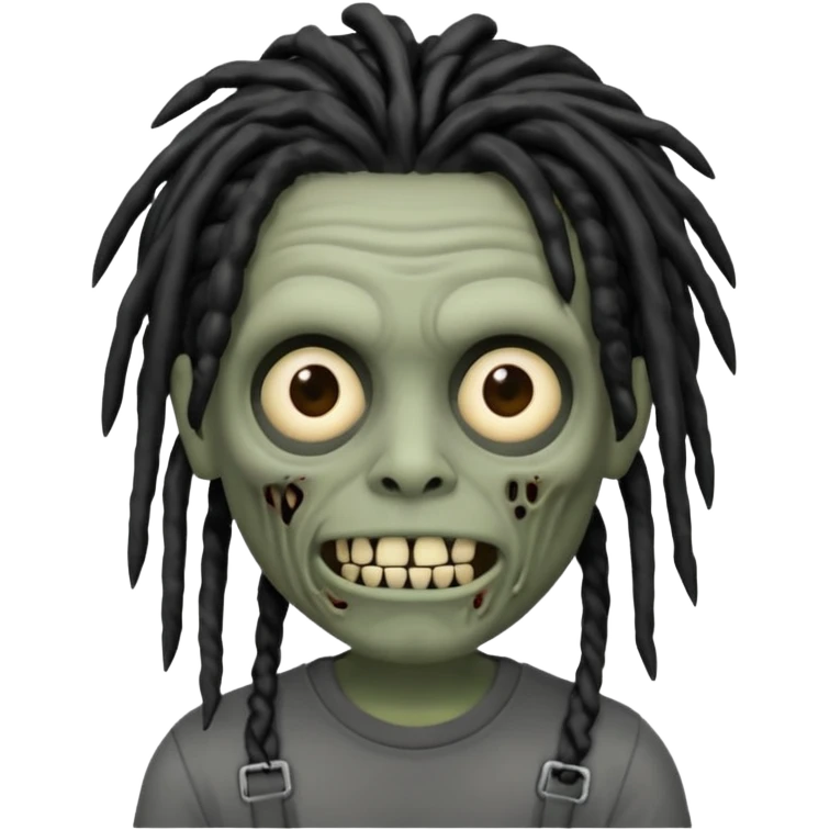 memoji iphone zombie with black dreads black tee and braces emoji