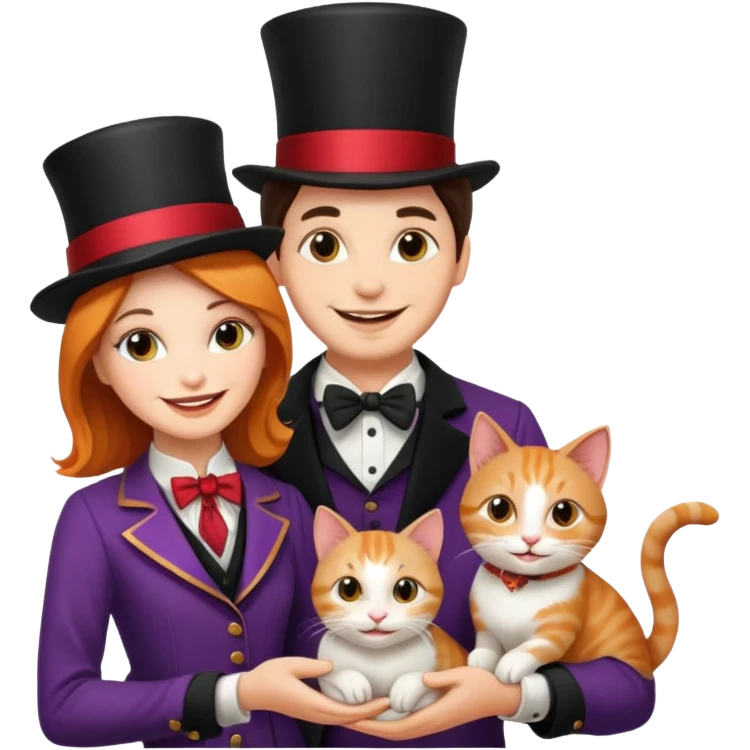 magician couple and their pet cat emoji
