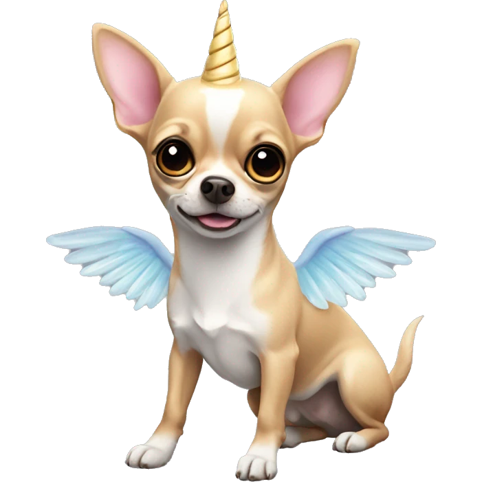 chihuahua with a unicorn wing flying emoji