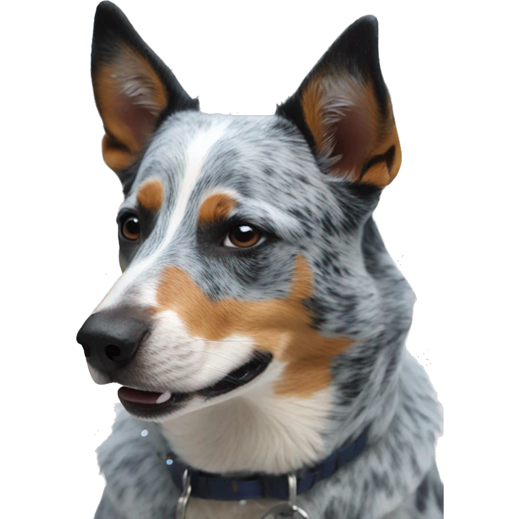 Blue heeler dog outside eating snow  emoji