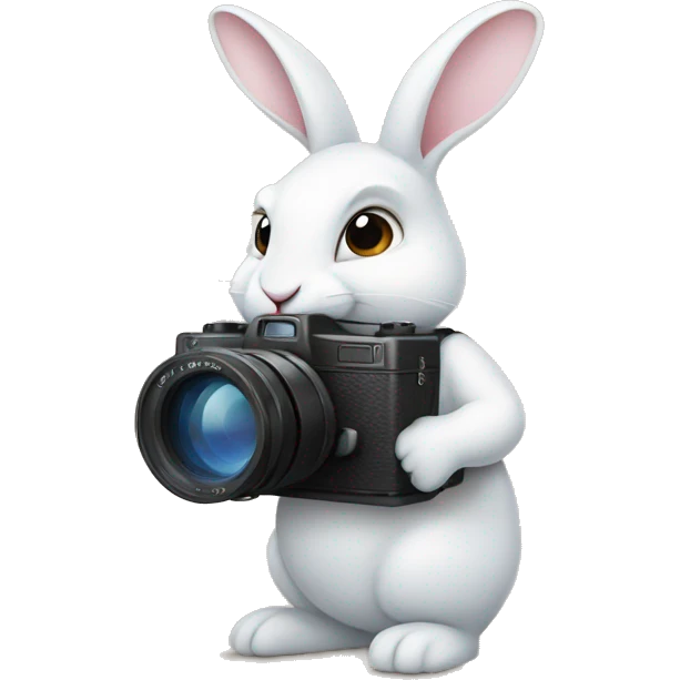 white rabbit holding a camera emoji