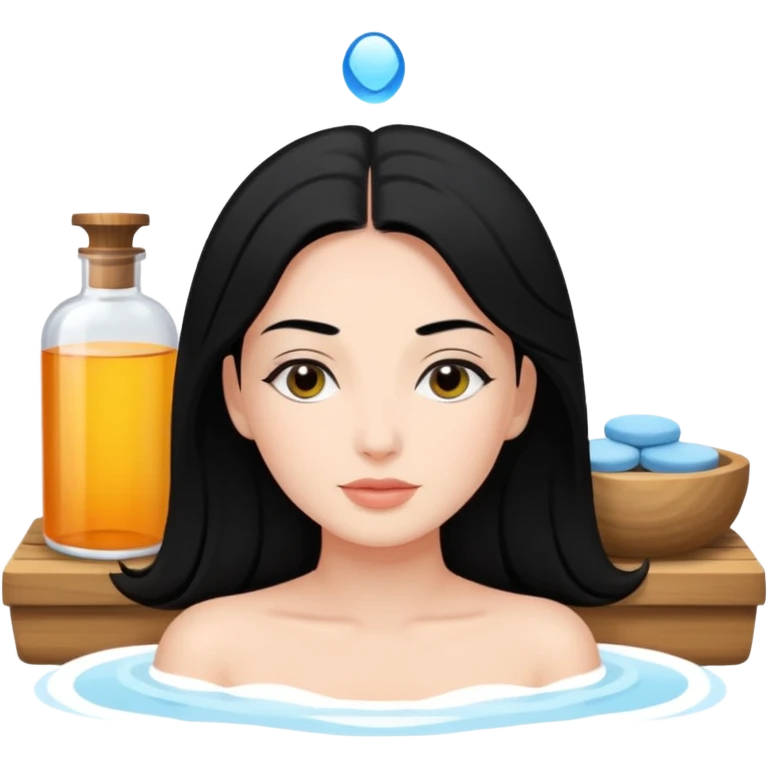 woman relaxing at spa black hair emoji