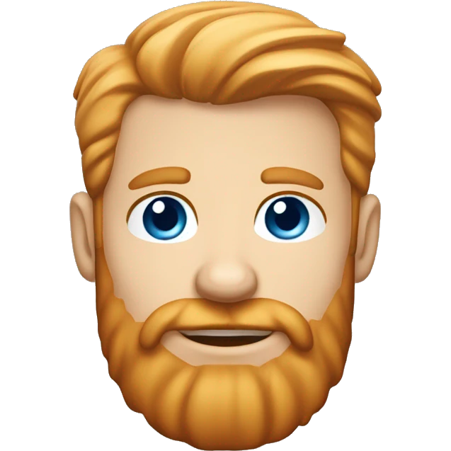 Blond ginger well groomed bearded caucasian man, short hairs, large forehead, blue eyes, red cheeks, lumberjack shirt emoji