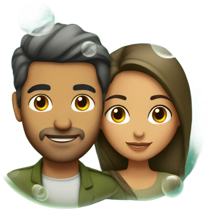 olive skin tone pakistani couple in bubbles emoji