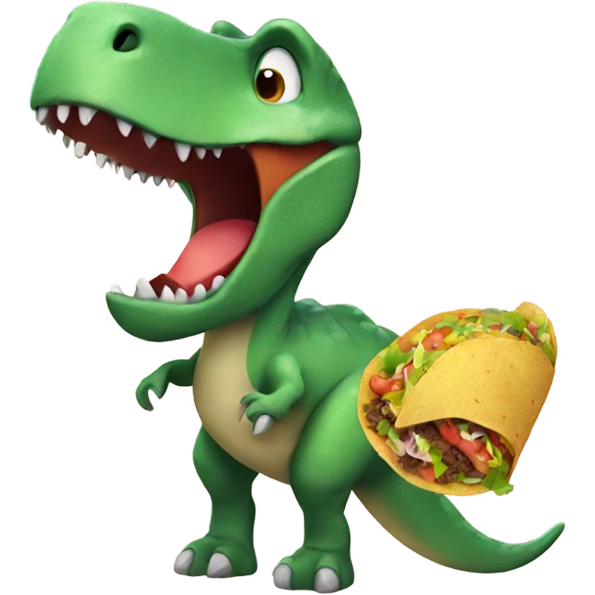 Dinosaur with a taco emoji