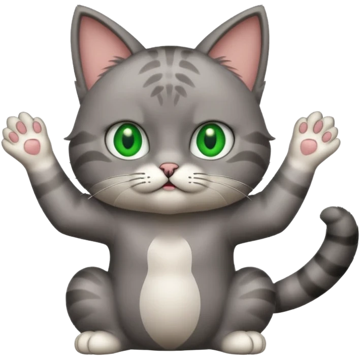 A cat lifting both paws, shrugging, and making a bewildered face emoji