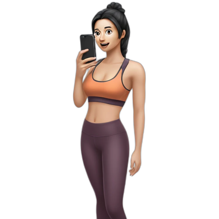 girl taking selfie in leggings emoji