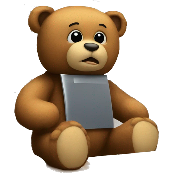 teddy bear with computer in front emoji